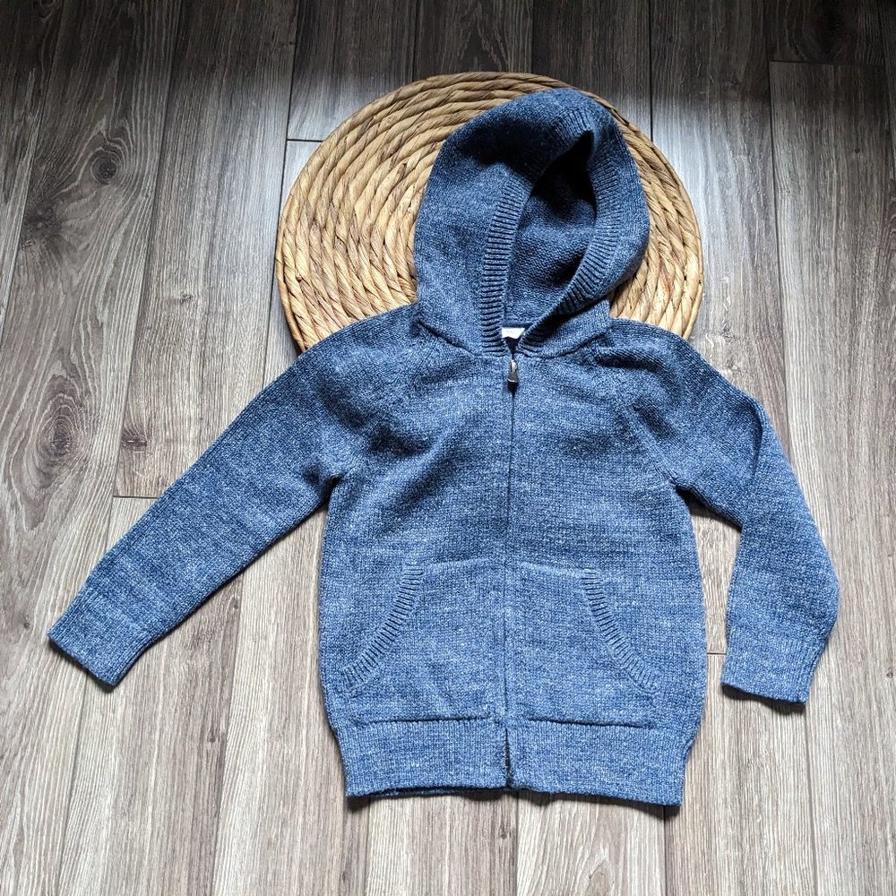 NWT Toddler Boy (5T) - GAP Navy Marl Hooded Zip Up Sweater